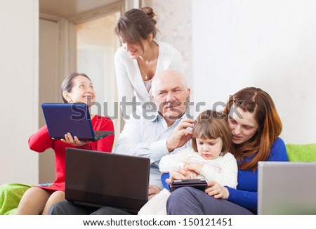 multigeneration family uses few portable electronic communication devices in home