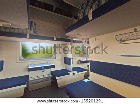 Interior of sleeper train. Nobody