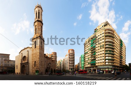VALENCIA, SPAIN - AUGUST 27: View of city street on August 27, 2013 in Valencia, Spain.  Residential district in the central part of city
