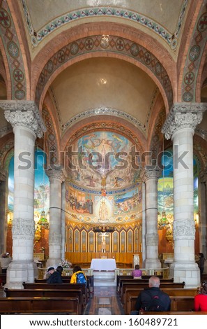 BARCELONA, SPAIN - MAY 18: Interior of Church of the Sacred Heart of Jesus in May 18, 2013 in Barcelona, Spain.  Ã?Â�Ã?Â¡onstruction of temple dedicated to the Sacred Heart, lasted from 1902 to 1961
