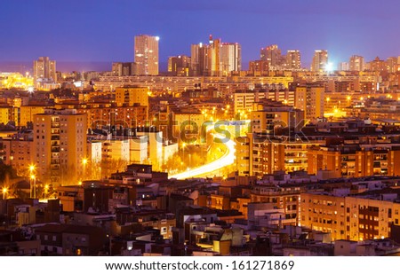 night view of residence district in Badalona. Barcelona
