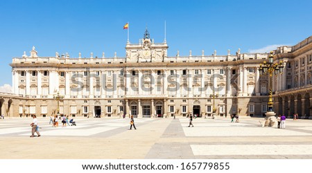 MADRID, SPAIN - AUGUST 29: View of Royal Palace on August 29, 2013 in Madrid, Spain. Royal Palace of Madrid - is official residence of Spanish Royal Family
