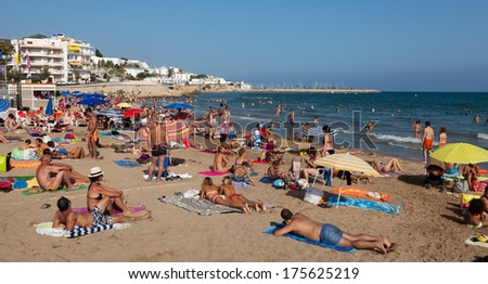 Sitges, Spain - August 6: Mediterranean Resort In Summer Day In August 6, 2013 In Sitges, Spain. Town Is Known For Its Sandy Coast