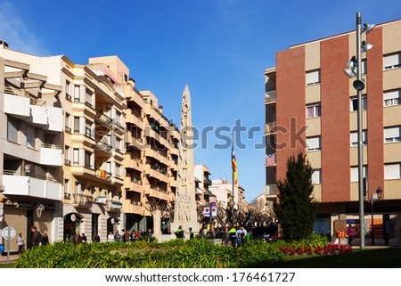 VALLS, CATALONIA - JANUARY 26, 2014: Street of town. Valls is the capital of the comarca of Alt Camp. Population (2010) 25,158