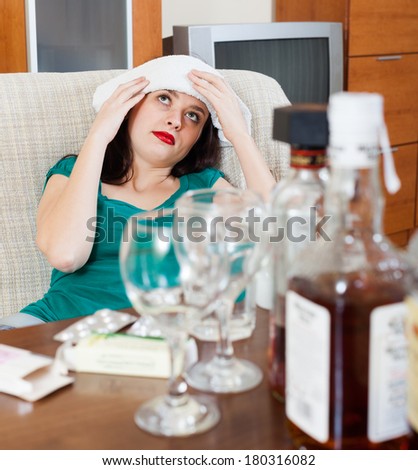 girl having headache in morning after party