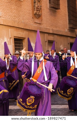 MURCIA, SPAIN - APRIL 15, 2014: Semana Santa in Murcia. Spain. Semana Santa or Holy Week is Christian religious processions on  streets of Spanish cities and town