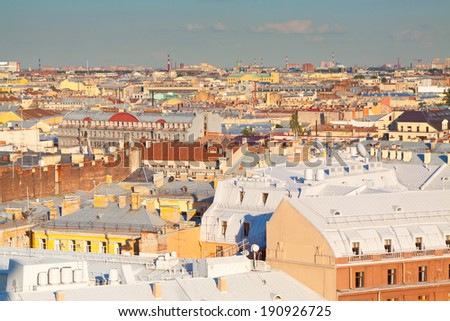 Top view of european city. St. Petersburg, Russia