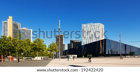 BARCELONA, SPAIN - MAY 3, 2014: New moder district and Museu Blau in Barcelona, Spain