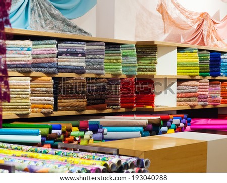 textiles for sale in fabric shop