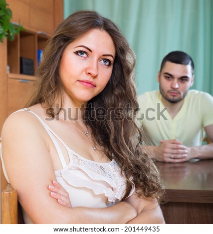 Young married couple having conflict at home