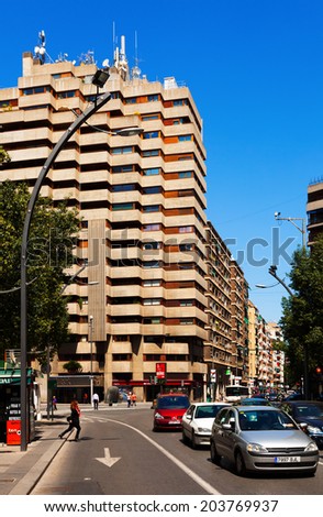 MURCIA, SPAIN - APRIL 15, 2014: Wide modern street in spanish city. Murcia, Spain