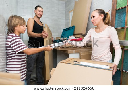 Positive family of three packing things before relocation
