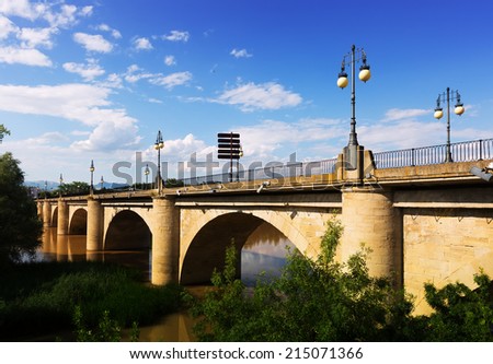 ancient  bridge over Ebro  in Logrono. La Rioja, Spain