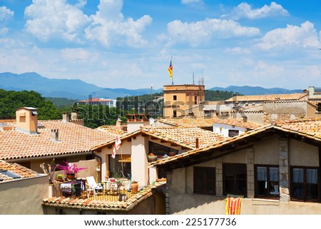 Roofs of old european city. Girona,  Catalonia