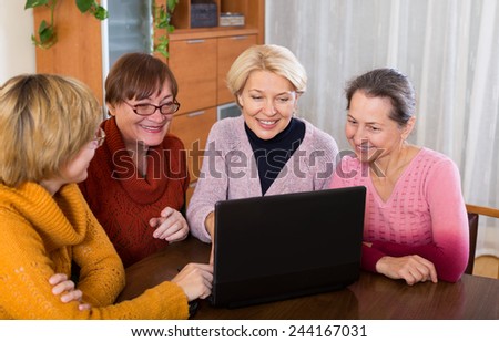 Mature women making accounts on date site at home