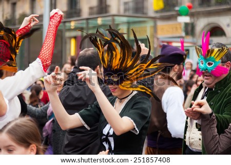 BARCELONA, SPAIN - MARCH 2, 2014: Carnival Balls to the Popular Culture and Traditional Catalan