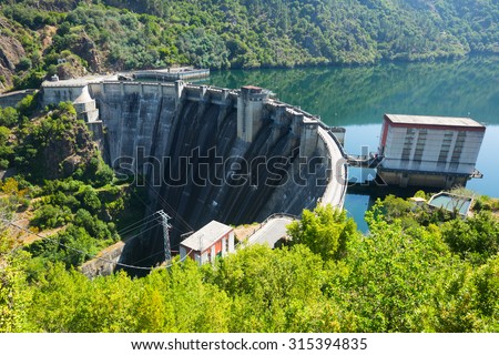dam of water power plant on Sil river. Galicia