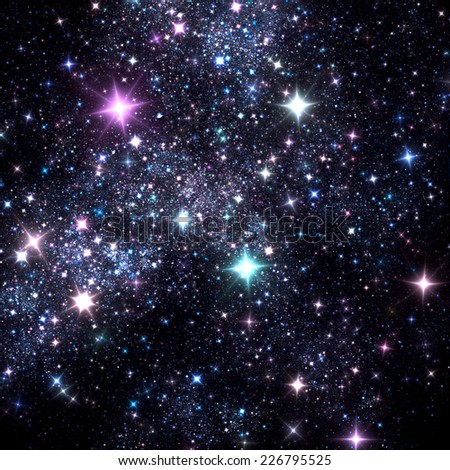 Sparkle blue starry night sky. Fantasy shiny background for Christmas designs. Fractal art