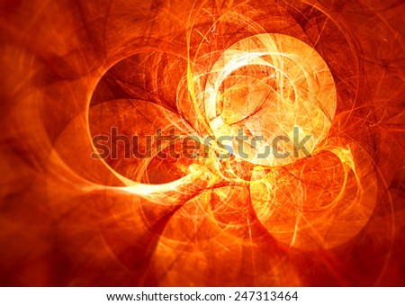 Solar energy. Abstract glowing futuristic blurred background with lighting effect for creative design. Shiny bright color image for wallpaper desktop, poster, cover booklet, flyer. Fractal art