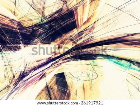 Yellow and grey lines in motion. Abstract bright textured pattern. Modern futuristic concept background for wallpaper, interior, flyer cover, poster, booklet. Fractal art for creative graphic design.