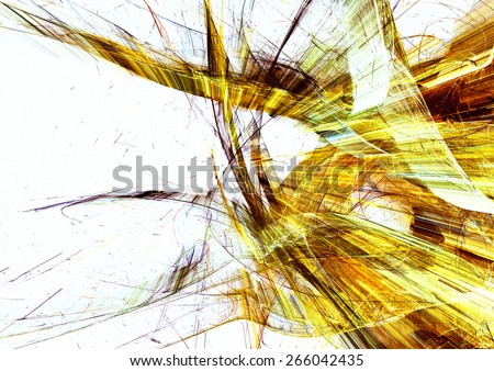 Golden lines in motion. Abstract bright color textured pattern. Modern futuristic concept background for wallpaper, interior, flyer cover, poster, booklet. Fractal art for creative graphic design.