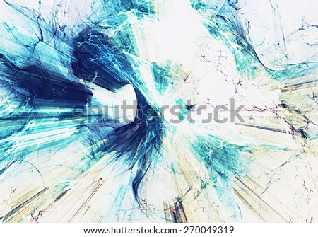 Blue light lines in motion. Abstract bright effect explosion. Modern futuristic concept background for wallpaper, interior, flyer cover, poster, booklet. Fractal art for creative graphic design.