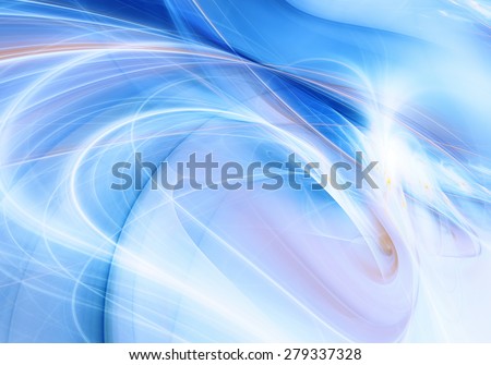 Abstract soft light icy winter wave. Artistic modern blue color background with lighting effect. Modern futuristic color pattern for flyer cover, poster. Digital fractal for creative graphic design.