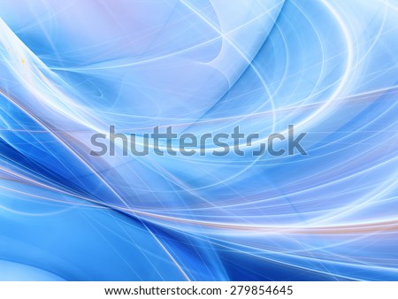 Abstract soft light icy winter wave. Artistic blue color smoke background with lighting effect. Modern futuristic color pattern for flyer cover, poster. Digital fractal for creative graphic design.