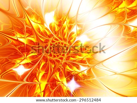 Glowing red flower. Abstract modern hot summer background with lighting effect. Bright color shiny cover design template layout for corporate booklet, brochure, poster, banner, flyer.