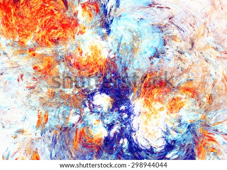 Artistic splashes of bright paints. Abstract bright color pattern. Modern light futuristic background for wallpaper, interior, flyer cover, banner, poster. Fractal artwork for creative graphic design.