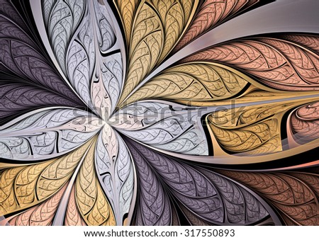 Soft color fantasy artistic flower. Beautiful abstract background for  wallpaper, interior, album, flyer cover, banner, poster, booklet. Fractal  artwork for creative vintage graphic design - Stock Image - Everypixel