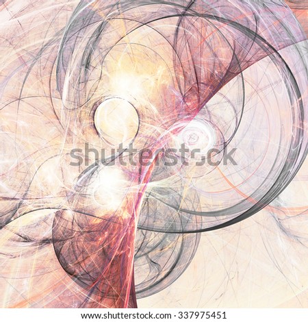 Abstract color fantasy. Artistic bright background with twirl, swirl, spirals on white. Fine pattern with lighting effect for creative graphic design. Fractal art