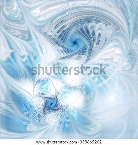 Winter pattern. Abstract icy background with blue on white color. Futuristic template for creative graphic design. Cold soft texture. Fractal ar