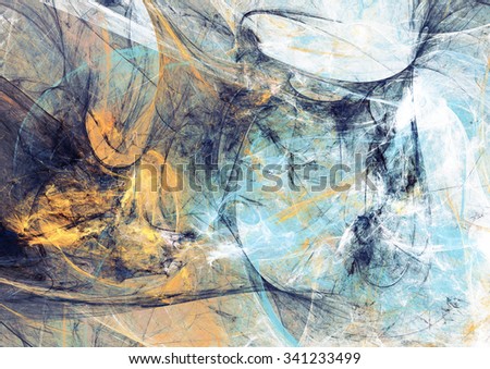 Abstract beautiful blue soft color background. Dynamic painting texture. Modern futuristic pattern. Fractal artwork for creative graphic design