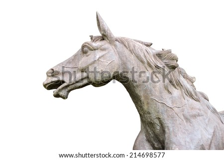 Picture of a horse statue with white background