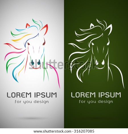 Vector image of an horse design on white background and green background, Logo, Symbol, Animals