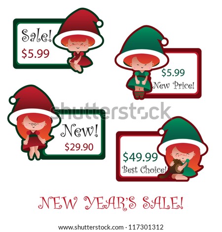 new year's labels with santa helpers