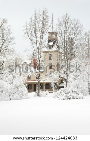 Old Country Mansion in the snow