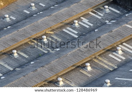 A industrial roof in cold light