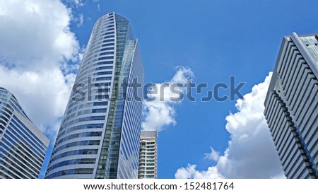 Modern glass silhouettes of skyscrapers in the city