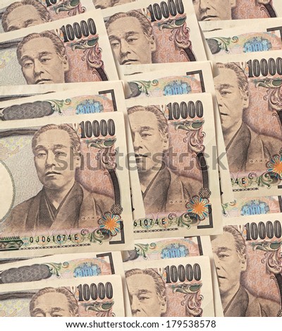 Japanese yen notes. Currency of Japan