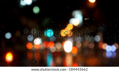 Driving in the rainy night, defocused