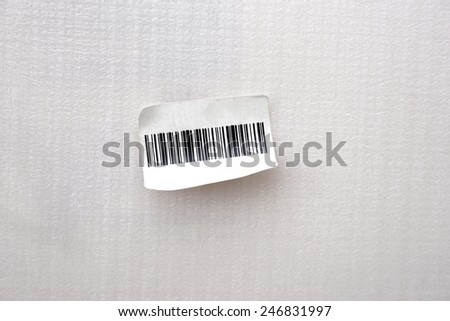 small bar code label stick on white background