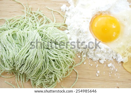 green noodle flour and egg
