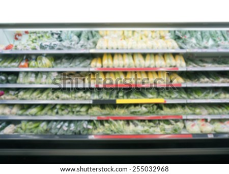 Blur refrigerator for vegetable in supermarket