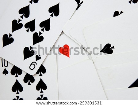 background of cards with heart of ace (standing out from the crowd)