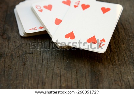 Deck of cards on wooden background