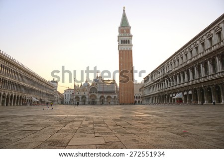Piazza San Marco with Campanile, Basilika San Marco and Doge Palace. Venice, Italy