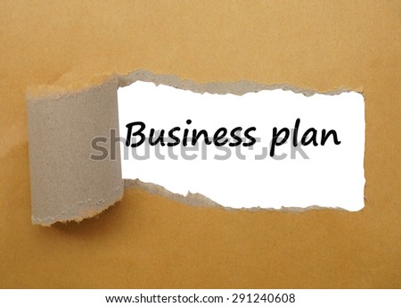 Business plan strategy, with tear paper background