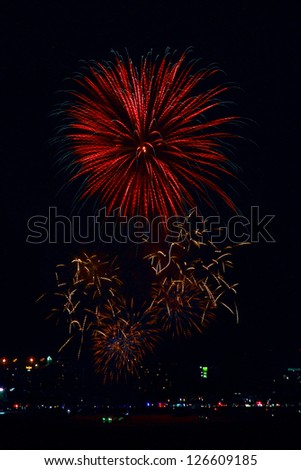 Firework in Pattaya firework festival,Pattaya Beach,Thailand.